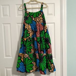 African Print Tea Length Dress